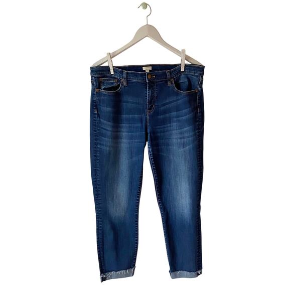 J. Crew Stretch Cropped Cuffed Jeans Size 32/30 - Picture 1 of 5